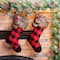 Glitzhome® 21" Black And Red Buffalo Plaid Pompom Stocking, Set Of 2